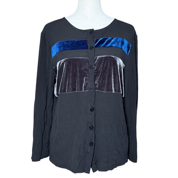 Carole Little Velvet Blouse Women Large Classic Elegant Capsule‎ Quiet Luxury - Picture 1 of 10